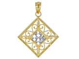 10k Yellow Gold & Rhodium Over 10k White Gold Diamond-Cut Filigree Pendant