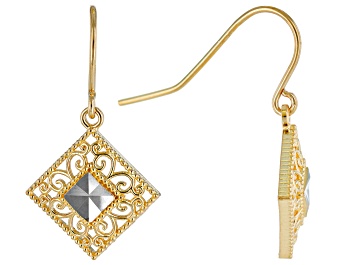 Picture of 10k Yellow Gold & Rhodium Over 10k White Gold Diamond-Cut Filigree Earrings