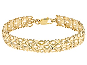 10k Yellow Gold 10mm Diamond-Cut Woven Link Bracelet
