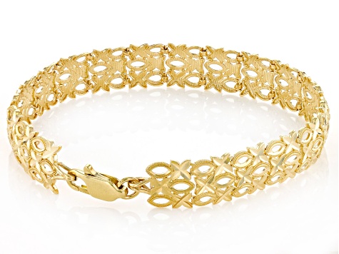 10k Yellow Gold 10mm Diamond-Cut Woven Link Bracelet