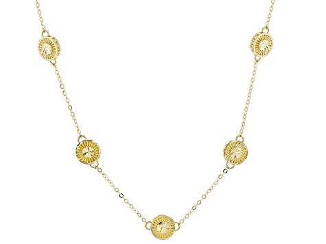 10k Yellow Gold Disc Station 20 Inch Necklace