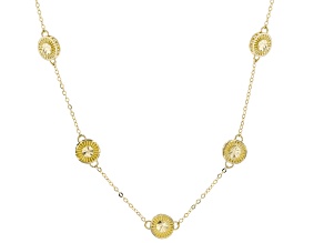 10k Yellow Gold Disc Station 20 Inch Necklace
