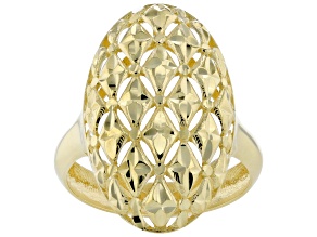 10k Yellow Gold Oval Patterned Ring