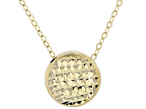 10k Yellow Gold Diamond-Cut Disc 18 Inch Necklace