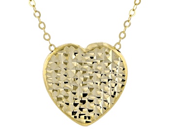 Picture of 10k Yellow Gold Diamond-Cut Heart 18 Inch Necklace