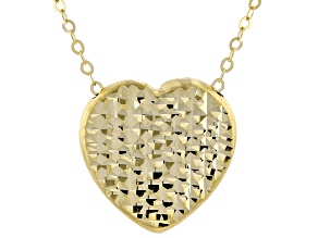 10k Yellow Gold Diamond-Cut Heart 18 Inch Necklace