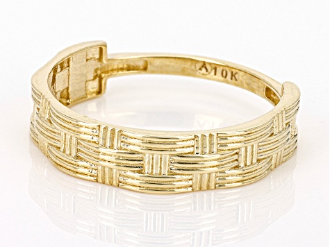 10k Yellow Gold Basket Weave Pattern Ring