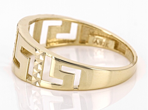 10k Yellow Gold Diamond-Cut Greek Key Ring