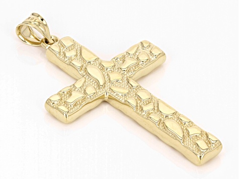 10k Yellow Gold Nugget Style Cross Pendant
