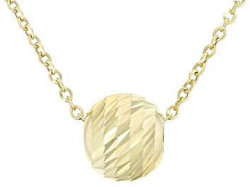 Picture of 10k Yellow Gold Rolo Link Diamond-Cut Bead 20 Inch Necklace