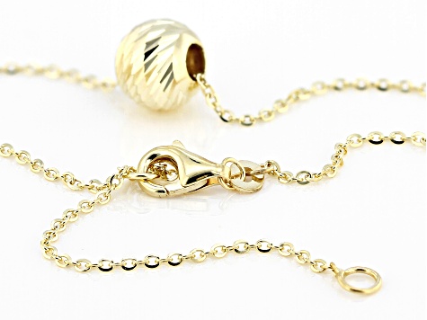 10k Yellow Gold Rolo Link Diamond-Cut Bead 20 Inch Necklace