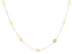 10k Yellow Gold Oval Disc Station 20 Inch Necklace
