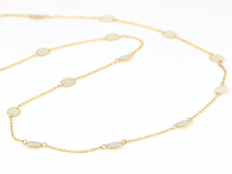 10k Yellow Gold Oval Disc Station 20 Inch Necklace