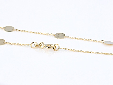 10k Yellow Gold Oval Disc Station 20 Inch Necklace