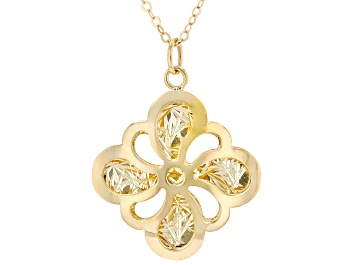 Picture of 10k Yellow Gold Rolo Link Filigree Flower Pendant 20 Inch Necklace