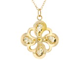 10k Yellow Gold Rolo Link Filigree Flower Pendant 20 Inch Necklace