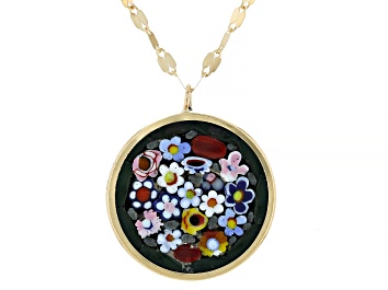Picture of 10k Yellow Gold Mirror Link Mosaico Pendant 18 Inch Necklace
