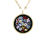 10k Yellow Gold Mirror Link Mosaico Pendant 18 Inch Necklace