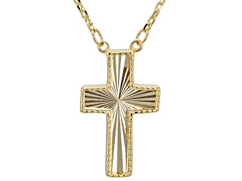 Picture of 10k Yellow Gold Diamond-Cut Cross Pendant 20 Inch Necklace