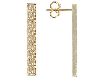 Picture of 10k Yellow Gold Greek Key 1 3/16" Bar Drop Earrings