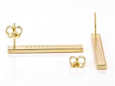 10k Yellow Gold Greek Key 1 3/16" Bar Drop Earrings