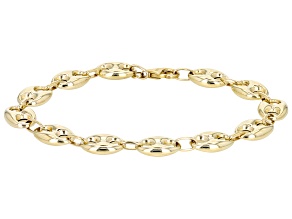 10k Yellow Gold Puff Mariner Link Bracelet