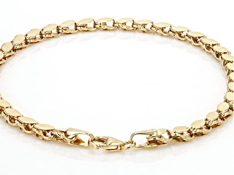 10k Yellow Gold High Polish 3.9mm Oval Disc Link Bracelet