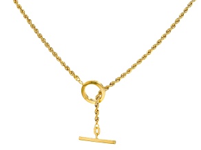 10k Yellow Gold 2.1mm Rope 20 Inch Chain With Toggle Clasp