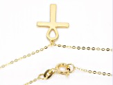 14k Yellow Gold Diamond-Cut Ankh Pendant Rolo Link 20 Inch Necklace