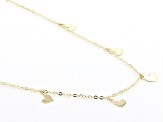 10k Yellow Gold Heart Charms Rolo Link 18 Inch Necklace