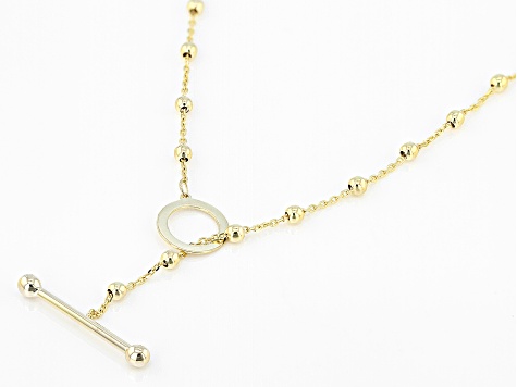10k Yellow Gold Bead Station Rolo Link 18 Inch Toggle Necklace