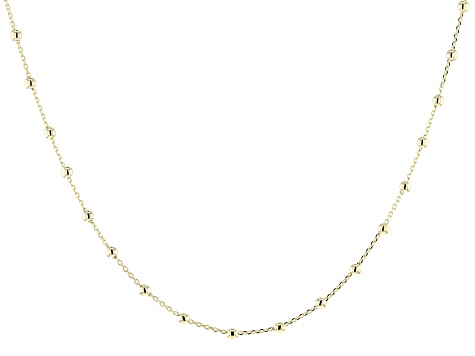 10k Yellow Gold Bead Station Rolo Link 18 Inch Toggle Necklace