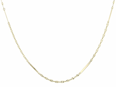 10k Yellow Gold Bar Station Sunburst 20 Inch Necklace