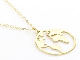 10k Yellow Gold World Map Pendant Rolo Link 20 Inch Necklace