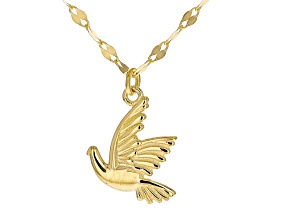 10k Yellow Gold Dove Pendant Mirror Link 20 Inch Necklace