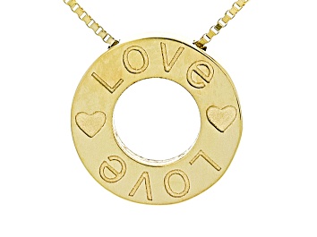Picture of 10k Yellow Gold Sliding Reversible Love Circle Pendant Box Link 20 Inch Necklace