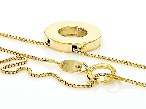 10k Yellow Gold Sliding Reversible Love Circle Pendant Box Link 20 Inch Necklace