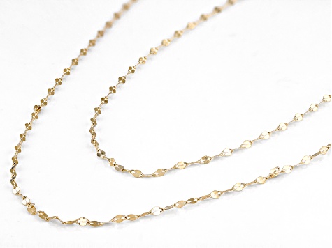 10k Yellow Gold 18 & 20 Inch 1.5mm Mirror Link Chain Set of 2