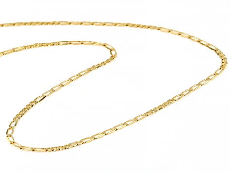 10k Yellow Gold 2.3mm 6+6 Flat Solid Figaro 20 Inch Chain