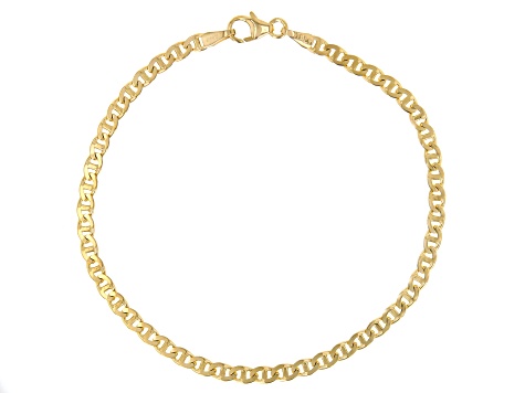 10k Yellow Gold 3mm Solid Mariner Link Bracelet