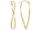 10k Yellow Gold 1 9/16" Diamond-Cut Oval Hoop Earrings