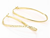 10k Yellow Gold 1 9/16" Diamond-Cut Oval Hoop Earrings