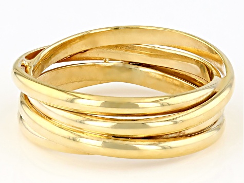 Splendido Oro™ Divino 14k Yellow Gold With a Sterling Silver Core Crossover Band Ring