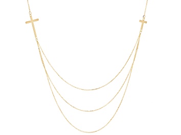 Picture of 10k Yellow Gold Multi-Layer Double Cross 18 Inch Necklace