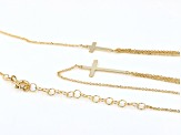 10k Yellow Gold Multi-Layer Double Cross 18 Inch Necklace