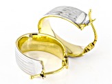 10k Yellow Gold & Rhodium Over 10k Yellow Gold Diamond-Cut Inside-Out 11/16" Oval Hoop Earrings