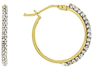 Picture of 10k Yellow Gold 3/4" Crystal Hoop Earrings