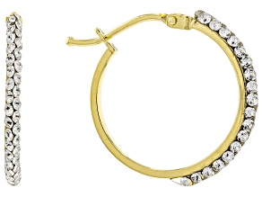 10k Yellow Gold 3/4" Crystal Hoop Earrings