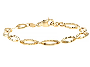 Picture of 14k Yellow Gold 5.9mm Polished & Textured Alternating Marquise Shape Link Bracelet