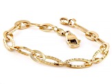 14k Yellow Gold 5.9mm Polished & Textured Alternating Marquise Shape Link Bracelet